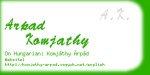 arpad komjathy business card
